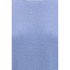 Brunello Cucinelli blue nylon T-shirt with a smooth fabric texture and classic fit, displayed on a hanger.