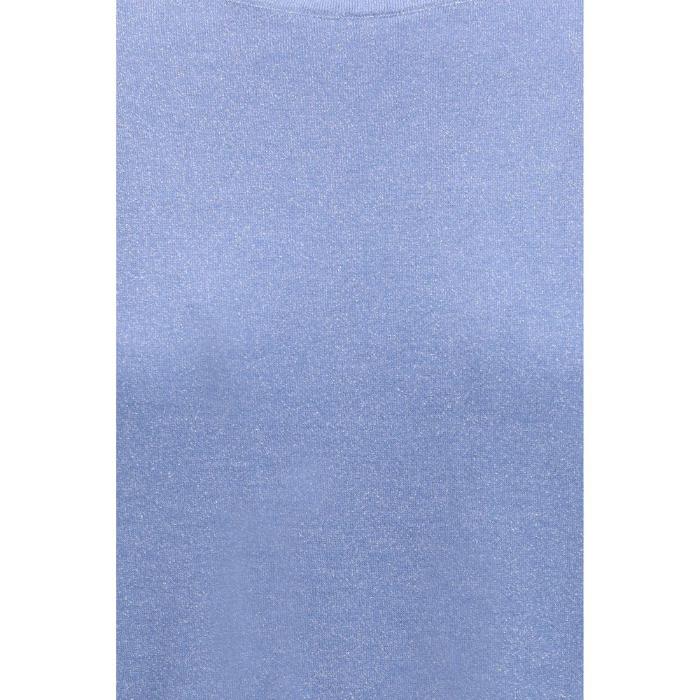 Brunello Cucinelli blue nylon T-shirt with a smooth fabric texture and classic fit, displayed on a hanger.