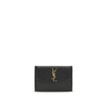 Saint Laurent Black Calf Leather Bos Taurus Wallet with multiple card slots and sleek design.