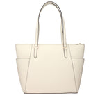 Michael Kors beige leather shoulder bag with gold-tone hardware, stylish and spacious for everyday use.