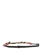 Cavalli Class Multicolor Floral Wide Waist Gold Metal Buckle Cintura Belt - Eljoys Fashion 