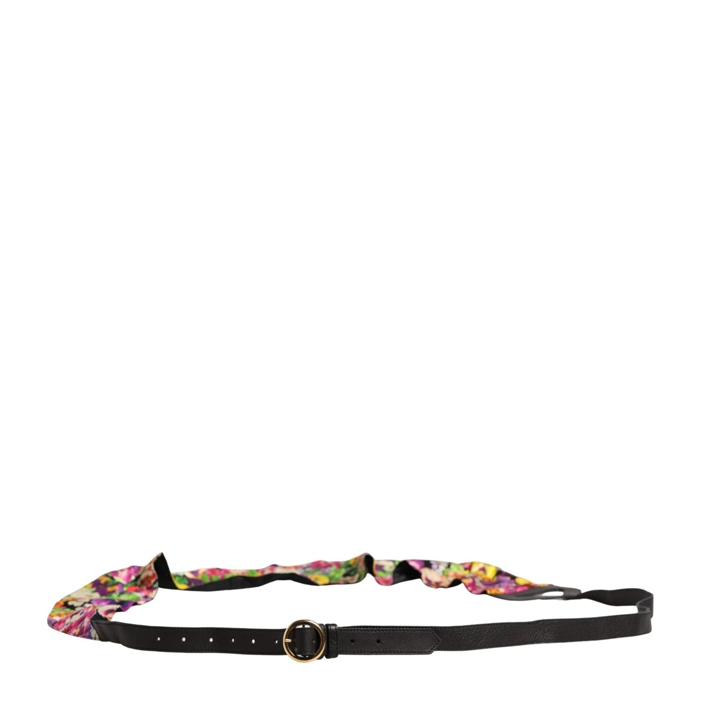 Cavalli Class Multicolor Floral Wide Waist Gold Metal Buckle Cintura Belt