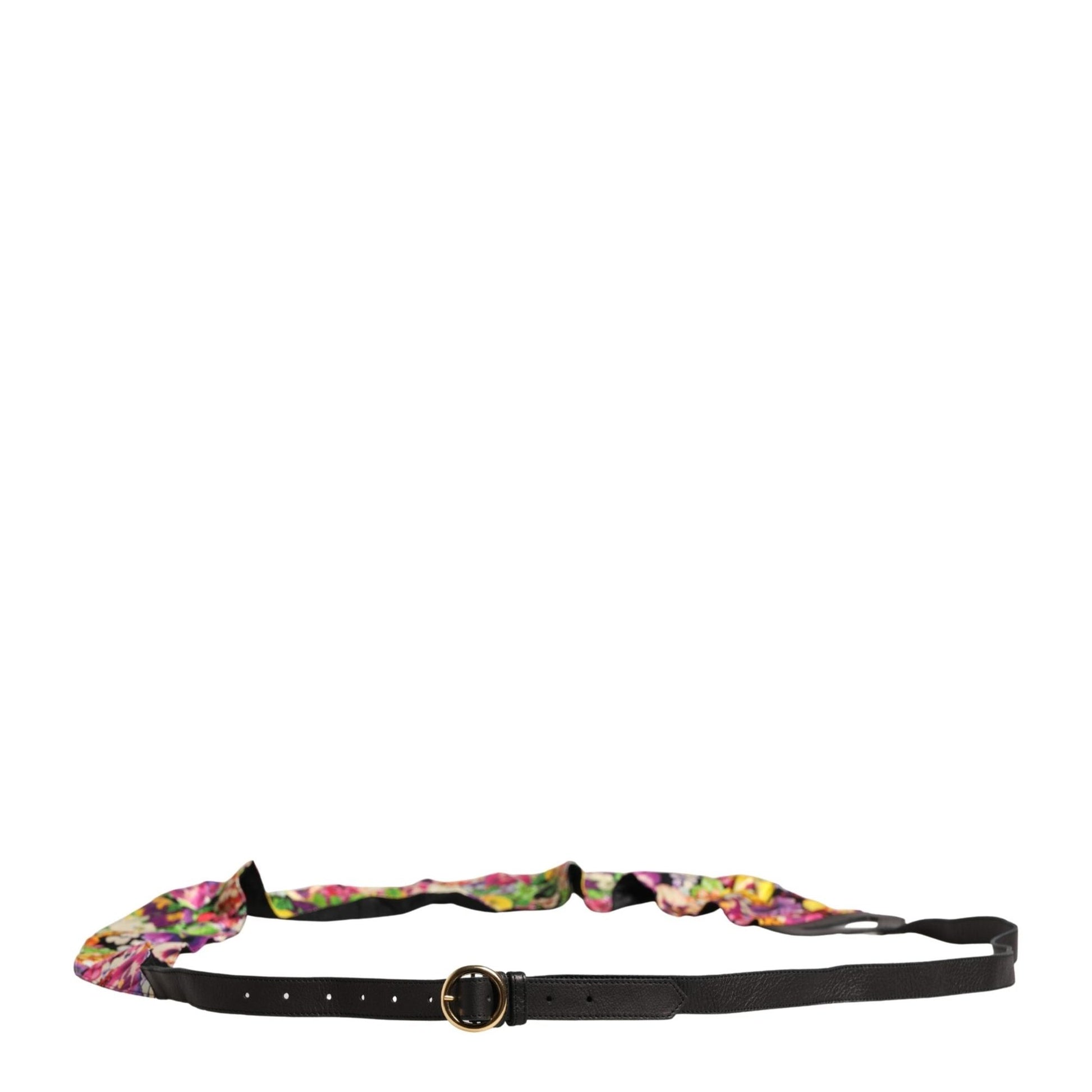 Cavalli Class Multicolor Floral Wide Waist Gold Metal Buckle Cintura Belt