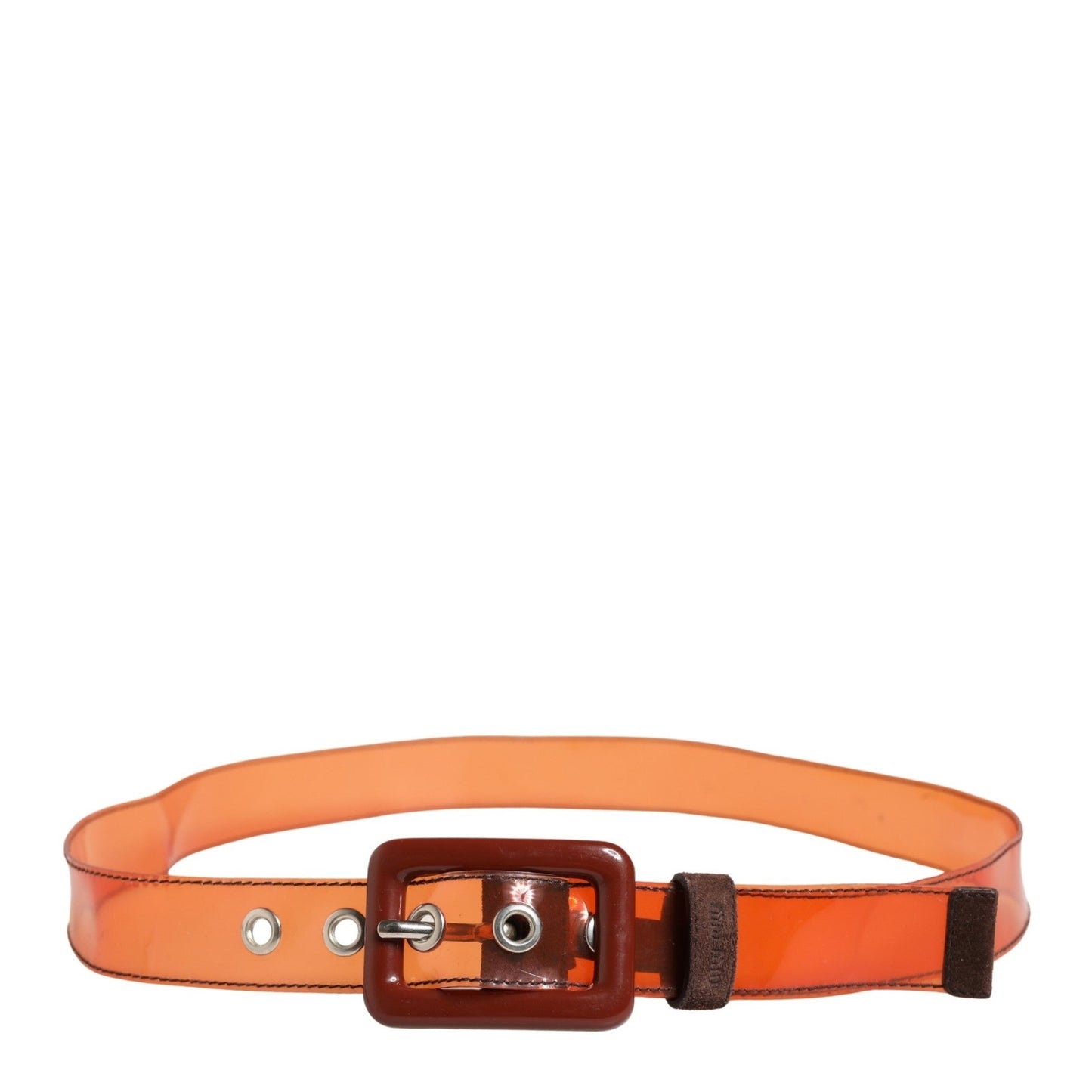 Miu Miu Orange PVC Waist Women Cintura Square Buckle Belt