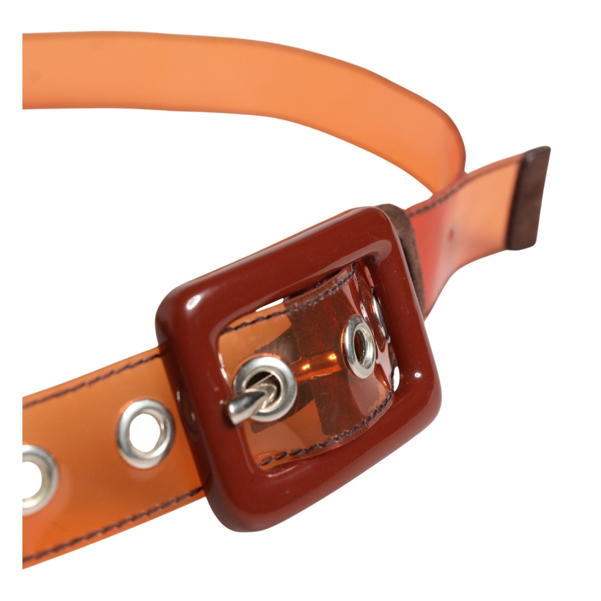 Miu Miu Orange PVC Waist Women Cintura Square Buckle Belt