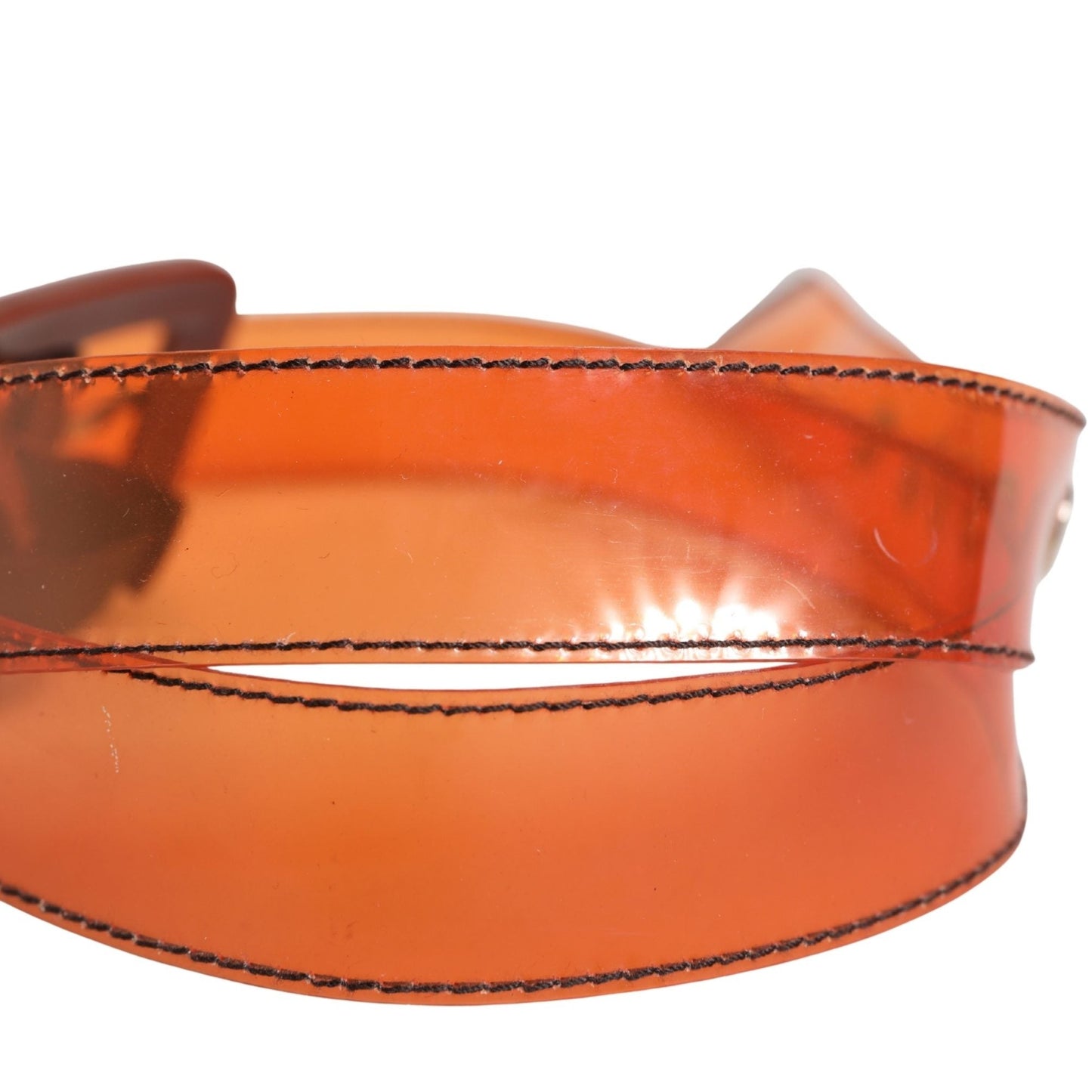 Miu Miu Orange PVC Waist Women Cintura Square Buckle Belt