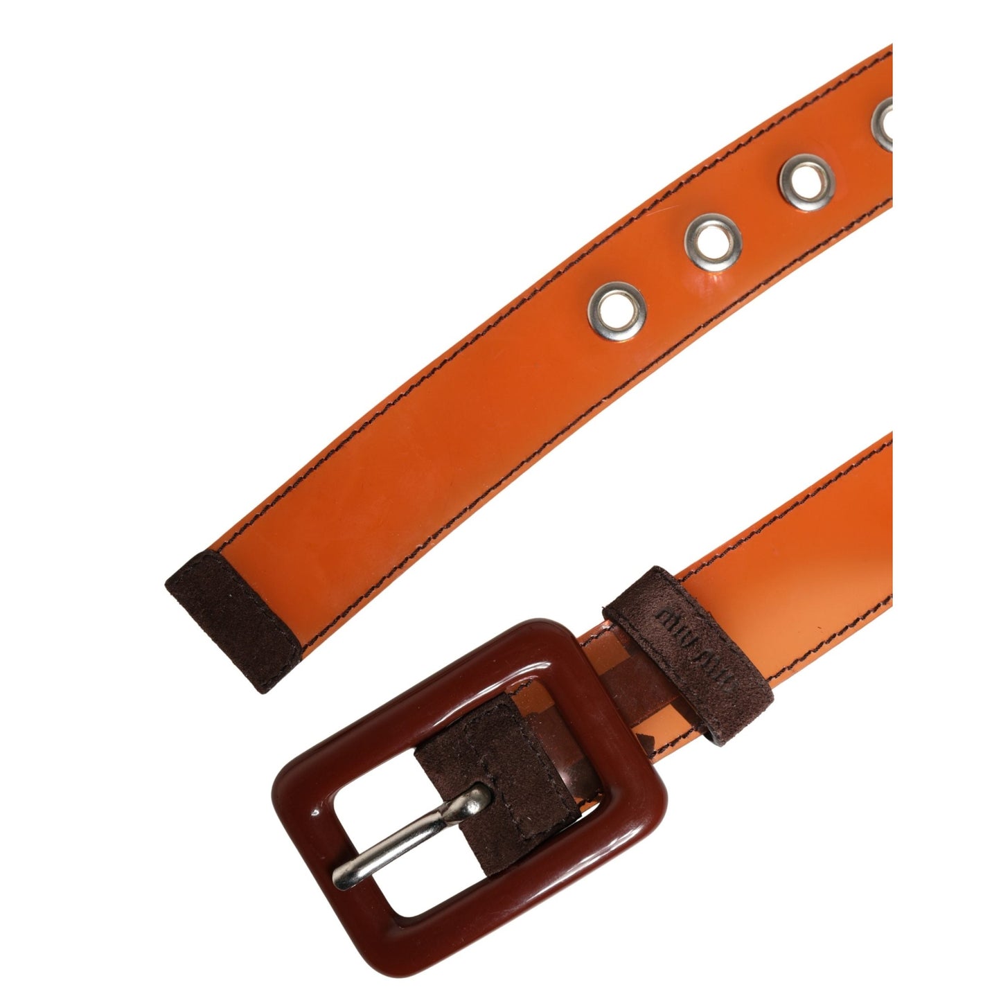 Miu Miu Orange PVC Waist Women Cintura Square Buckle Belt
