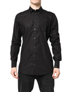 Dolce & Gabbana Black GOLD Cotton Collared Formal Dress Shirt - Eljoys Fashion 