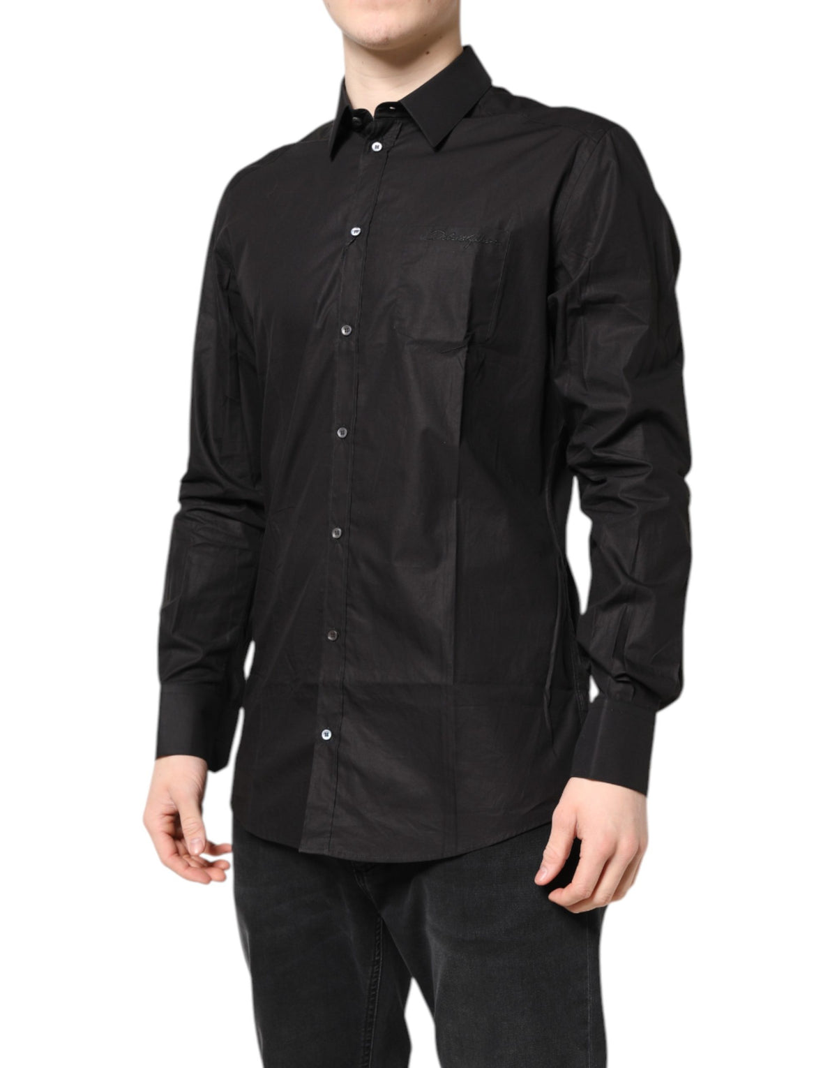 Dolce & Gabbana Black GOLD Cotton Collared Formal Dress Shirt - Eljoys Fashion 
