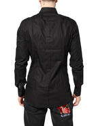 Dolce & Gabbana Black GOLD Cotton Collared Formal Dress Shirt - Eljoys Fashion 