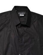 Dolce & Gabbana Black GOLD Cotton Collared Formal Dress Shirt - Eljoys Fashion 
