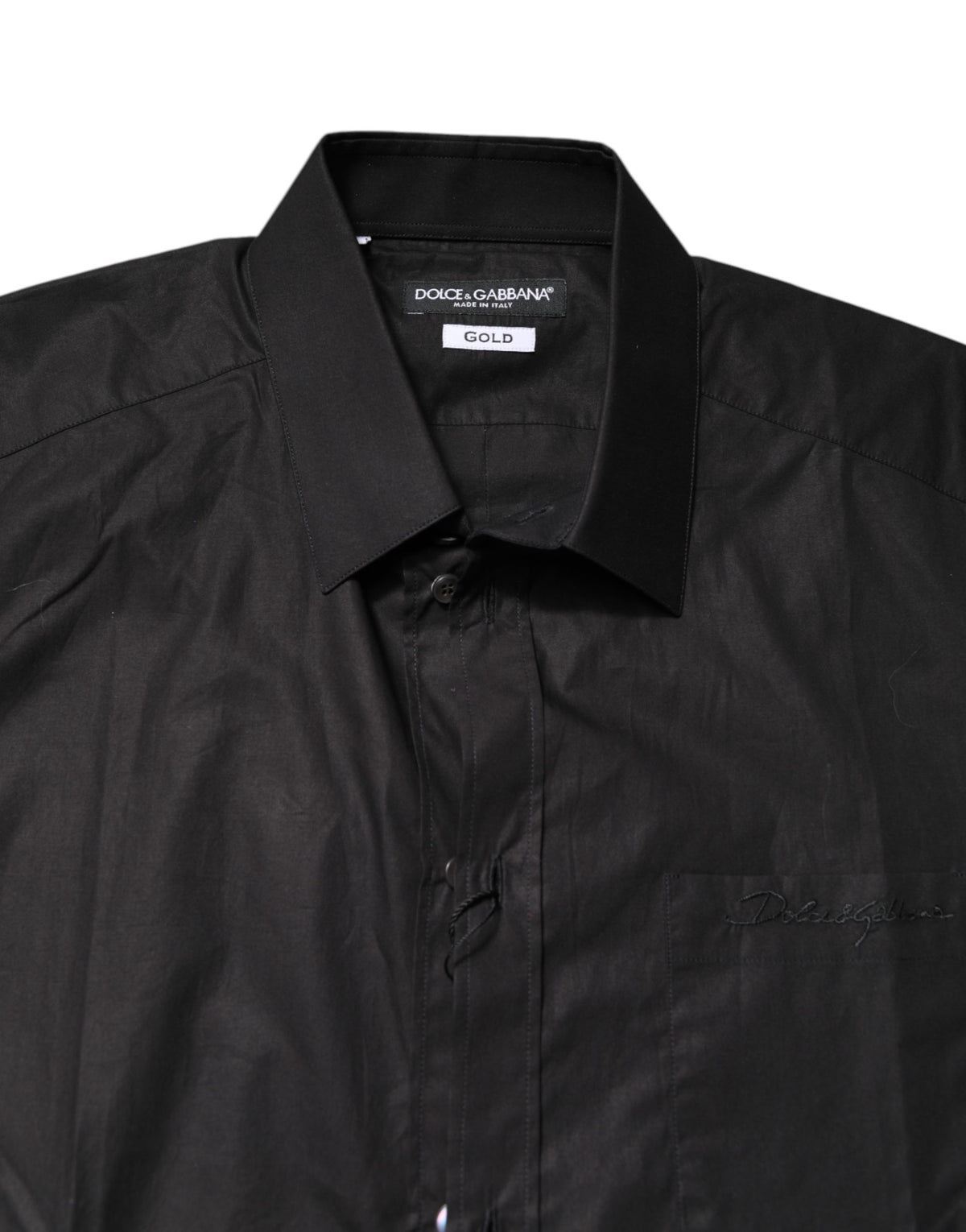 Dolce & Gabbana Black GOLD Cotton Collared Formal Dress Shirt - Eljoys Fashion 