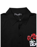 Dolce & Gabbana Black Wool Logo Floral Short Sleeve T-shirt - Eljoys Fashion 