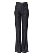 Dark blue cotton denim flared wide-leg jeans by Dolce & Gabbana, showcasing a stylish and fitted design with classic stitching.