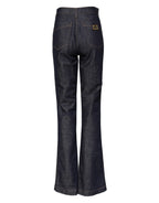 Dark blue cotton Dolce & Gabbana flared wide-leg denim jeans, shown with a high waist and classic stitching details.