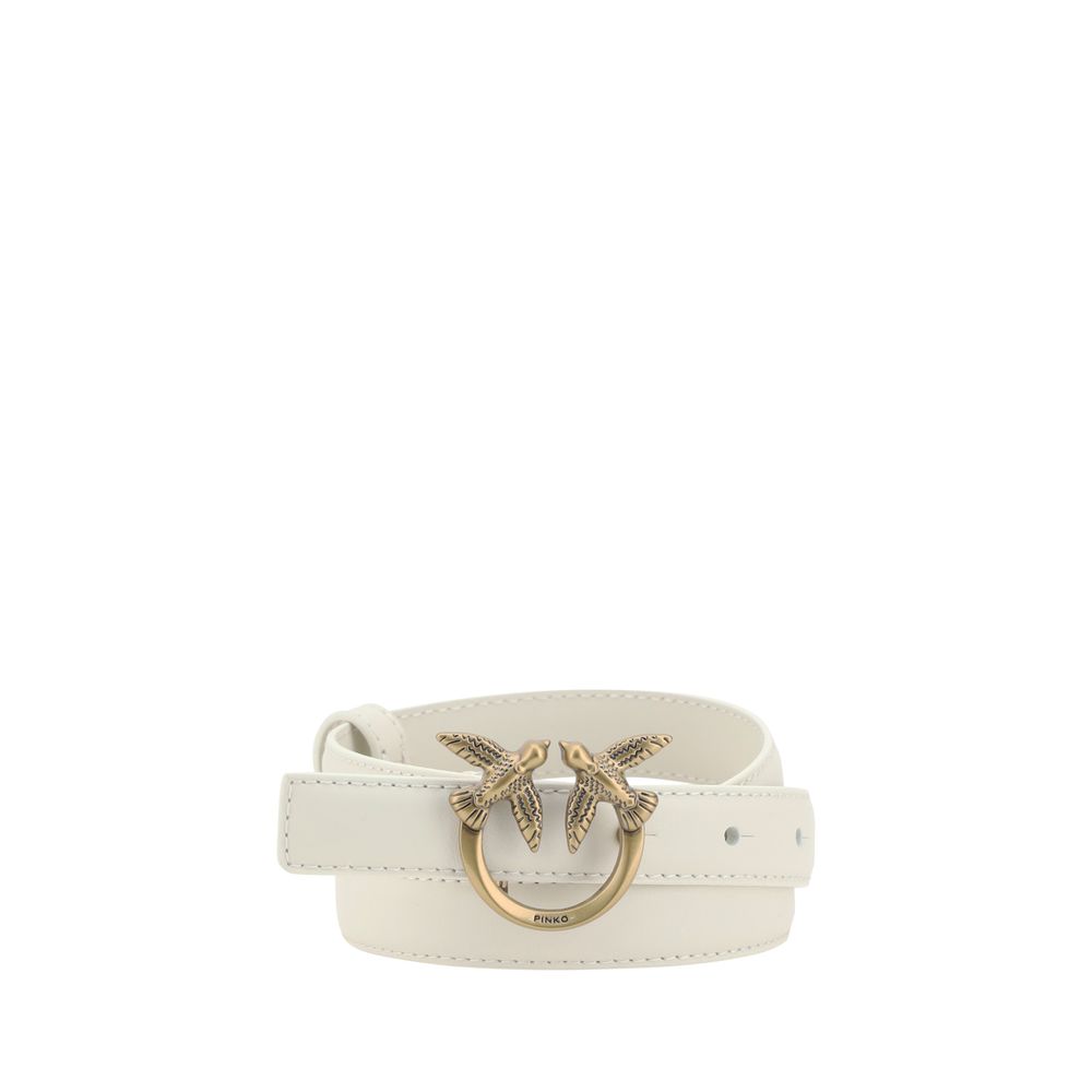PINKO White Calf Leather Bos Taurus Regular Belt PINKO