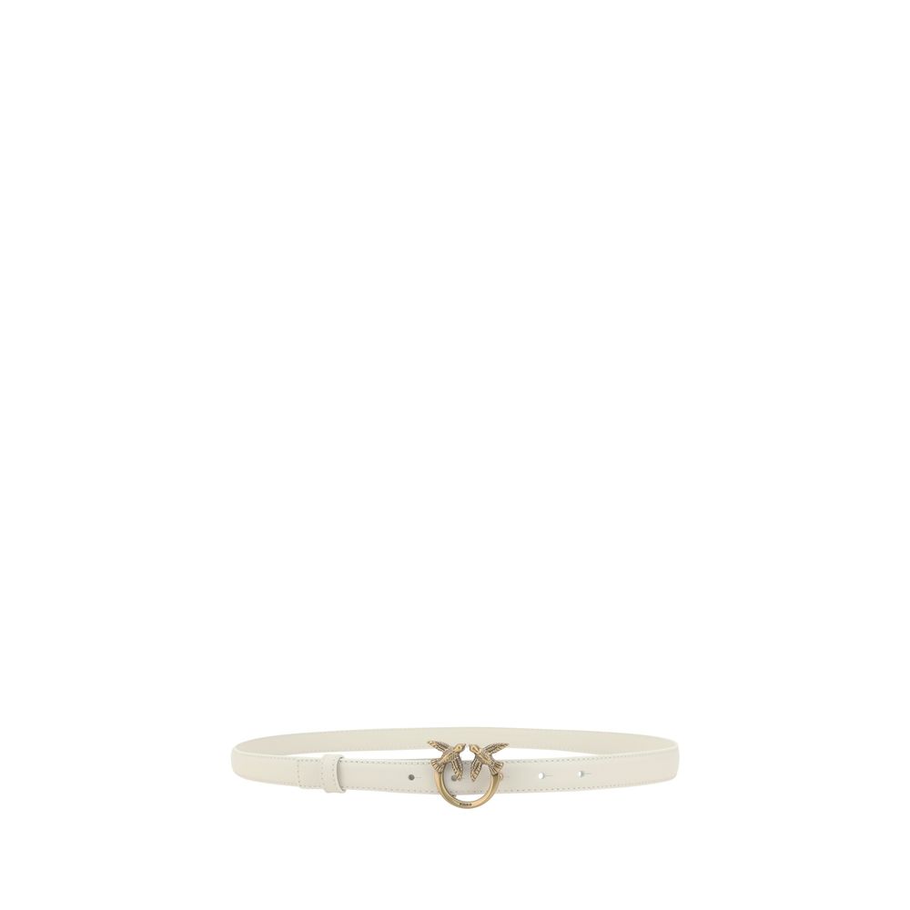 PINKO White Calf Leather Bos Taurus Regular Belt PINKO