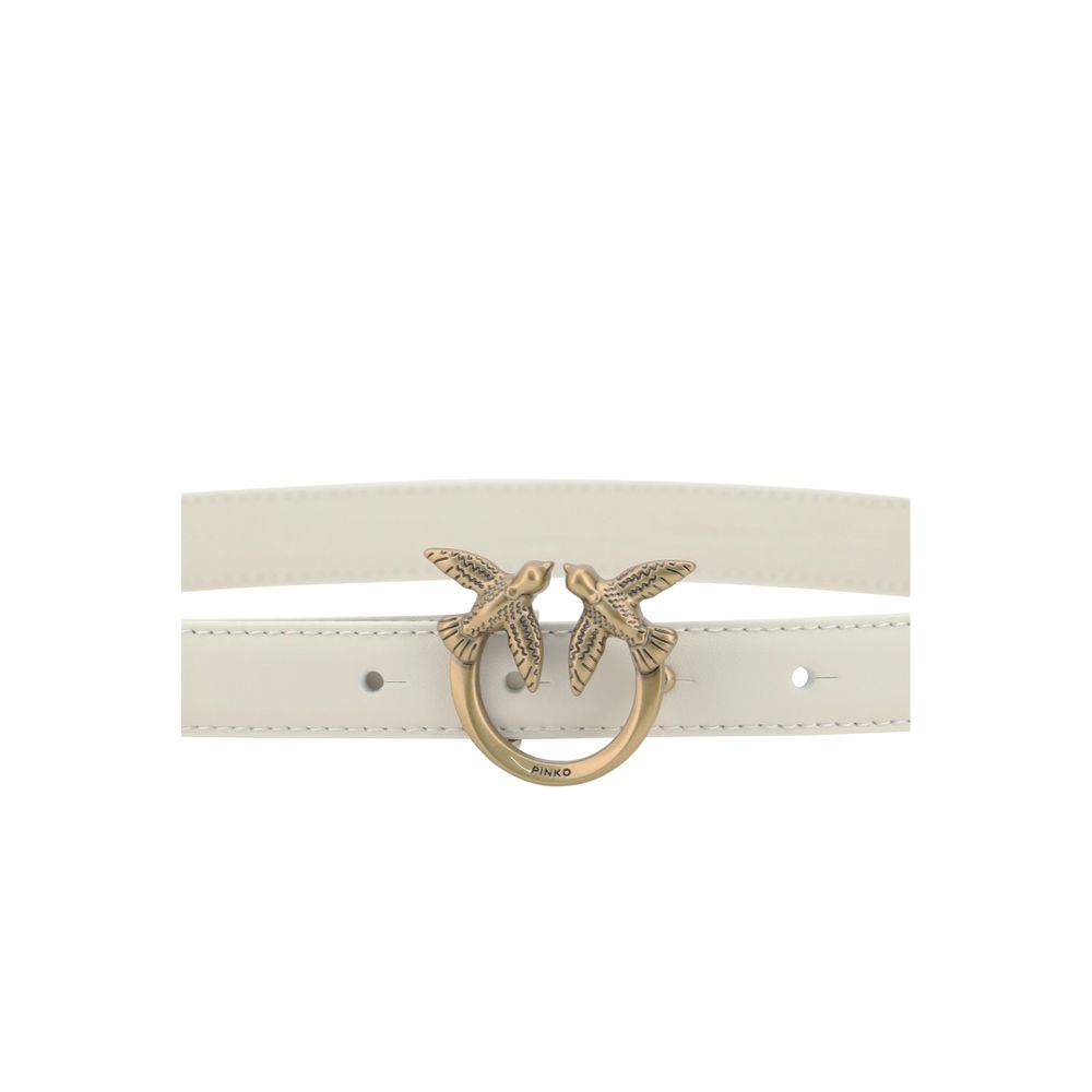 PINKO White Calf Leather Bos Taurus Regular Belt PINKO