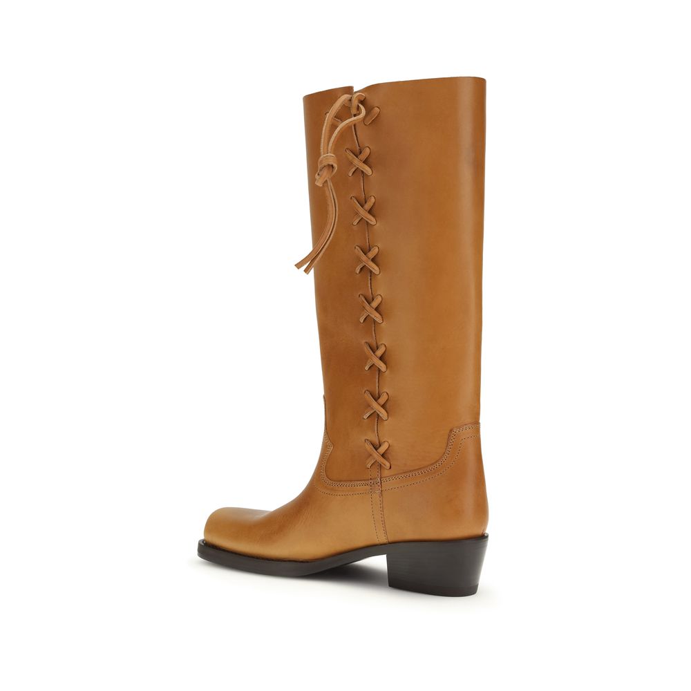 Paris Texas Brown Calf Leather Bos Taurus Lace-Up Boots Paris Texas