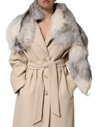 Dolce & Gabbana White Fox Fur Neck Wrap Warmer Winter Scarf
