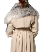 Dolce & Gabbana White Fox Fur Neck Wrap Warmer Winter Scarf