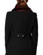 Dolce & Gabbana Black Red Stripe Fur Shawl Neck Wrap Scarf - Eljoys Fashion 