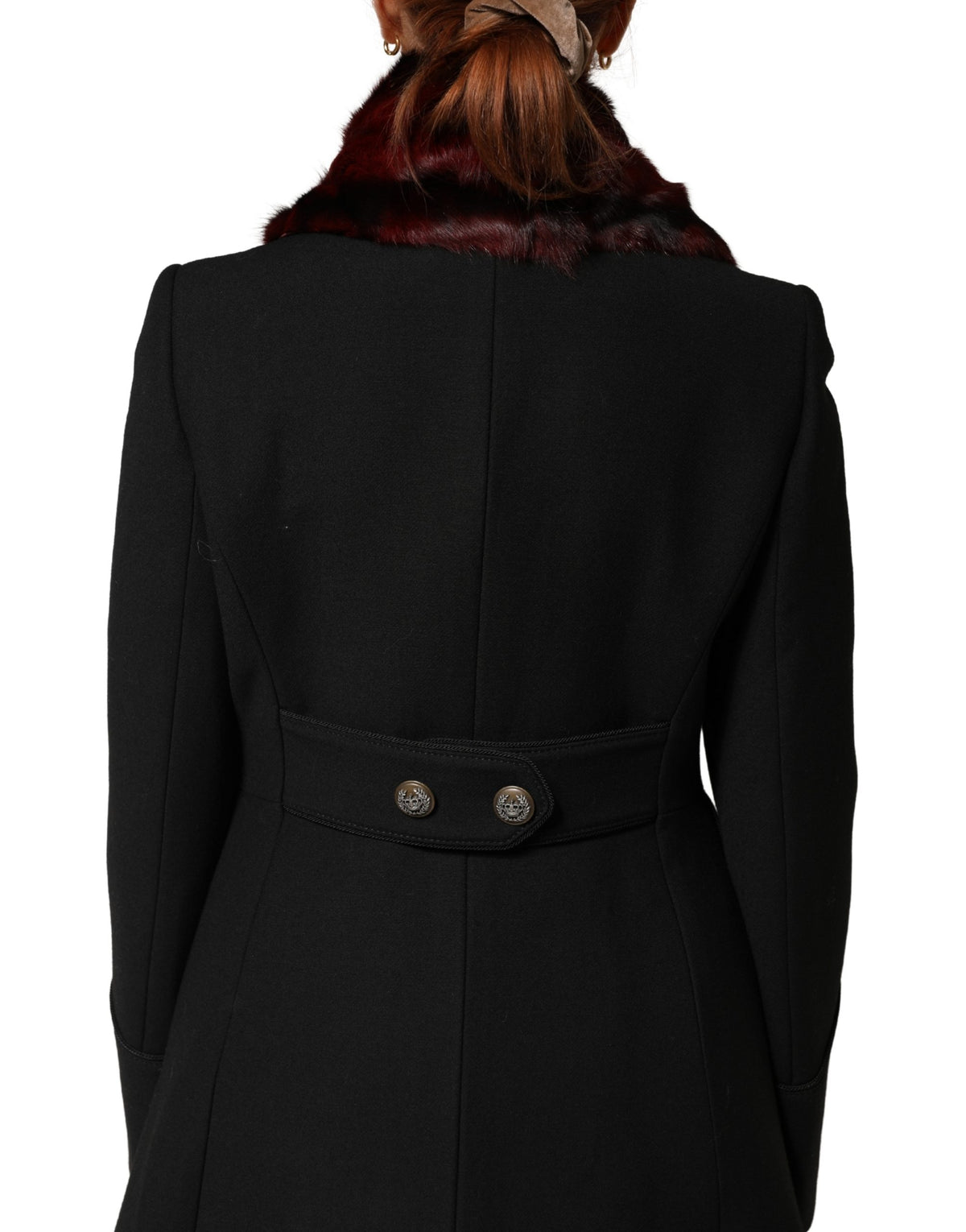 Dolce & Gabbana Black Red Stripe Fur Shawl Neck Wrap Scarf - Eljoys Fashion 