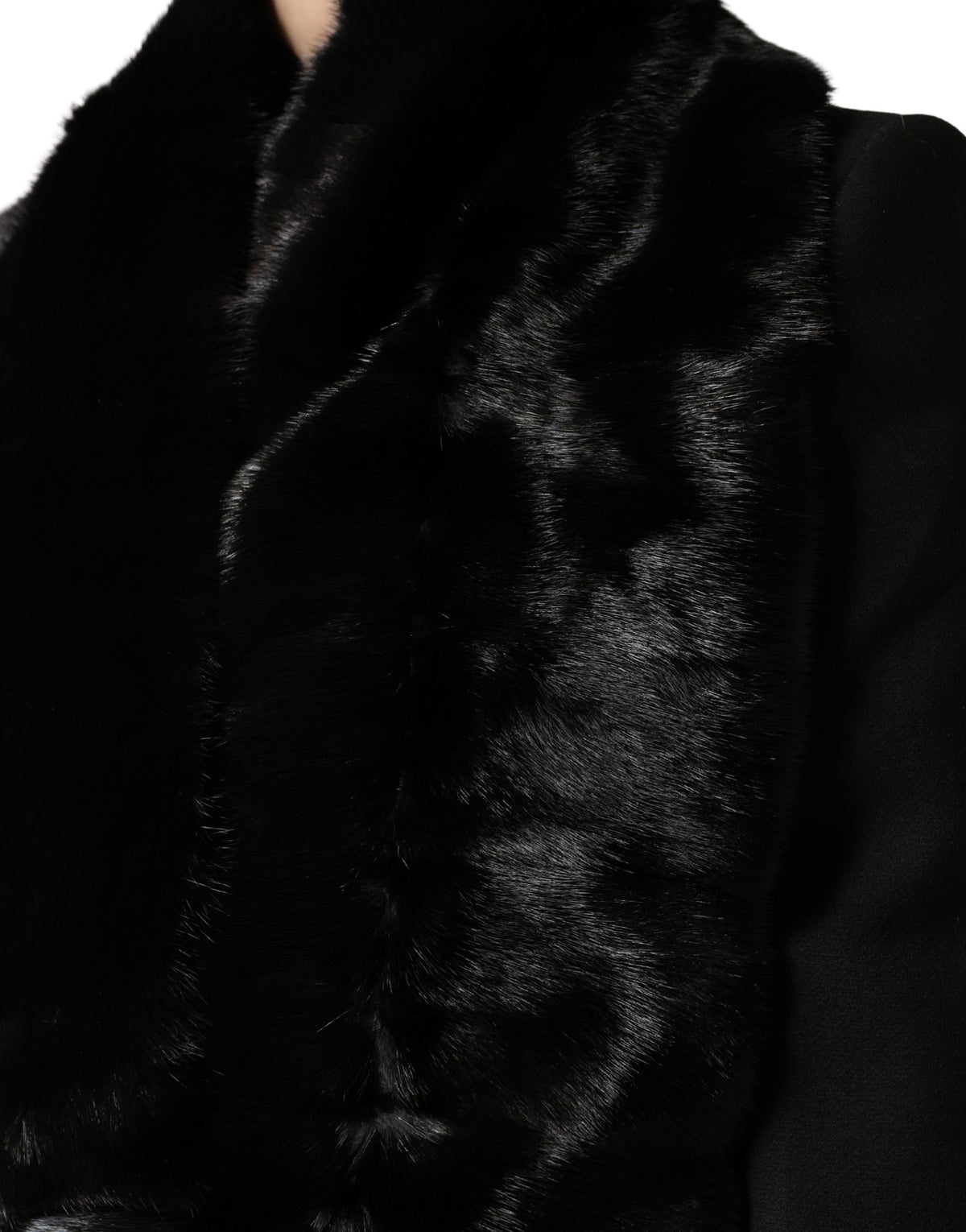 Dolce & Gabbana Black Fur Shawl Neck Wrap Cover Collar Scarf - Eljoys Fashion 