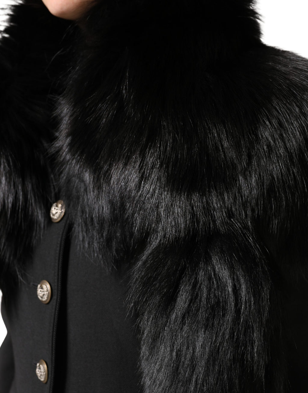 Dolce & Gabbana Black Fox Fur Neck Wrap Warmer Winter Scarf - Eljoys Fashion 