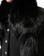Dolce & Gabbana Black Fox Fur Neck Wrap Warmer Winter Scarf - Eljoys Fashion 