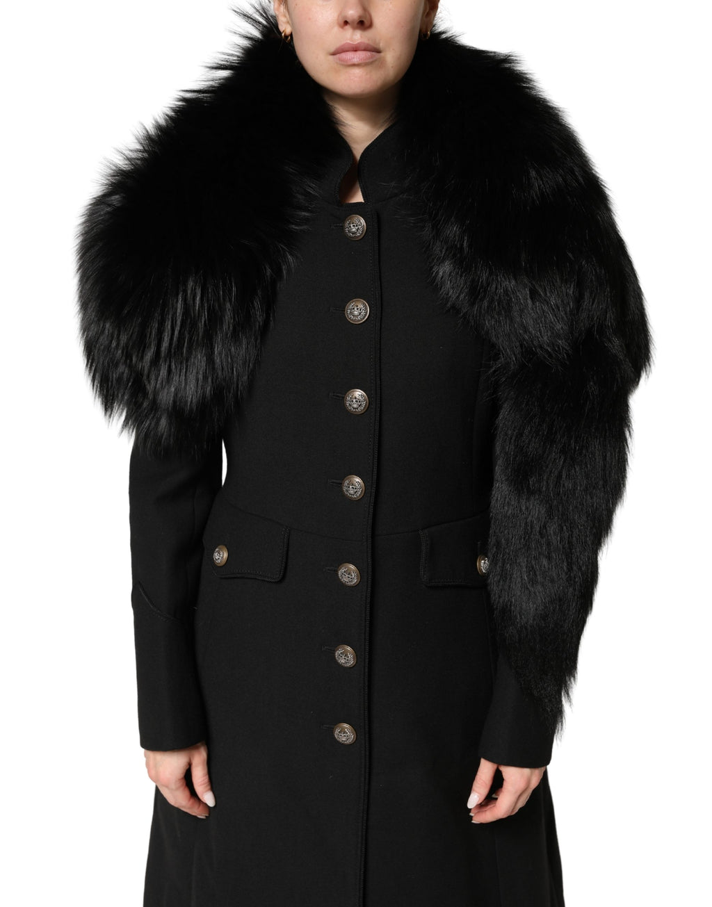 Dolce & Gabbana Black Fox Fur Neck Wrap Warmer Winter Scarf - Eljoys Fashion 