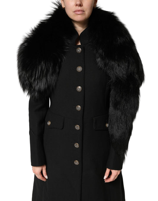 Dolce & Gabbana Black Fox Fur Neck Wrap Warmer Winter Scarf Dolce & Gabbana