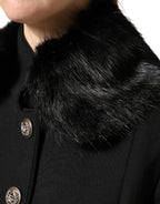 Dolce & Gabbana Black Fur Shawl Neck Wrap Cover Collar Scarf - Eljoys Fashion 
