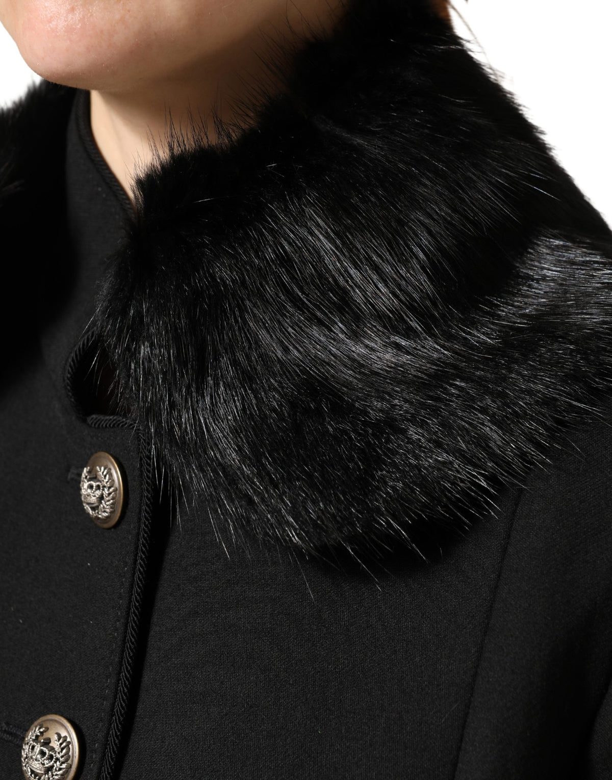 Dolce & Gabbana Black Fur Shawl Neck Wrap Cover Collar Scarf - Eljoys Fashion 