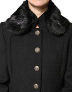 Dolce & Gabbana Black Fur Shawl Neck Wrap Cover Collar Scarf - Eljoys Fashion 