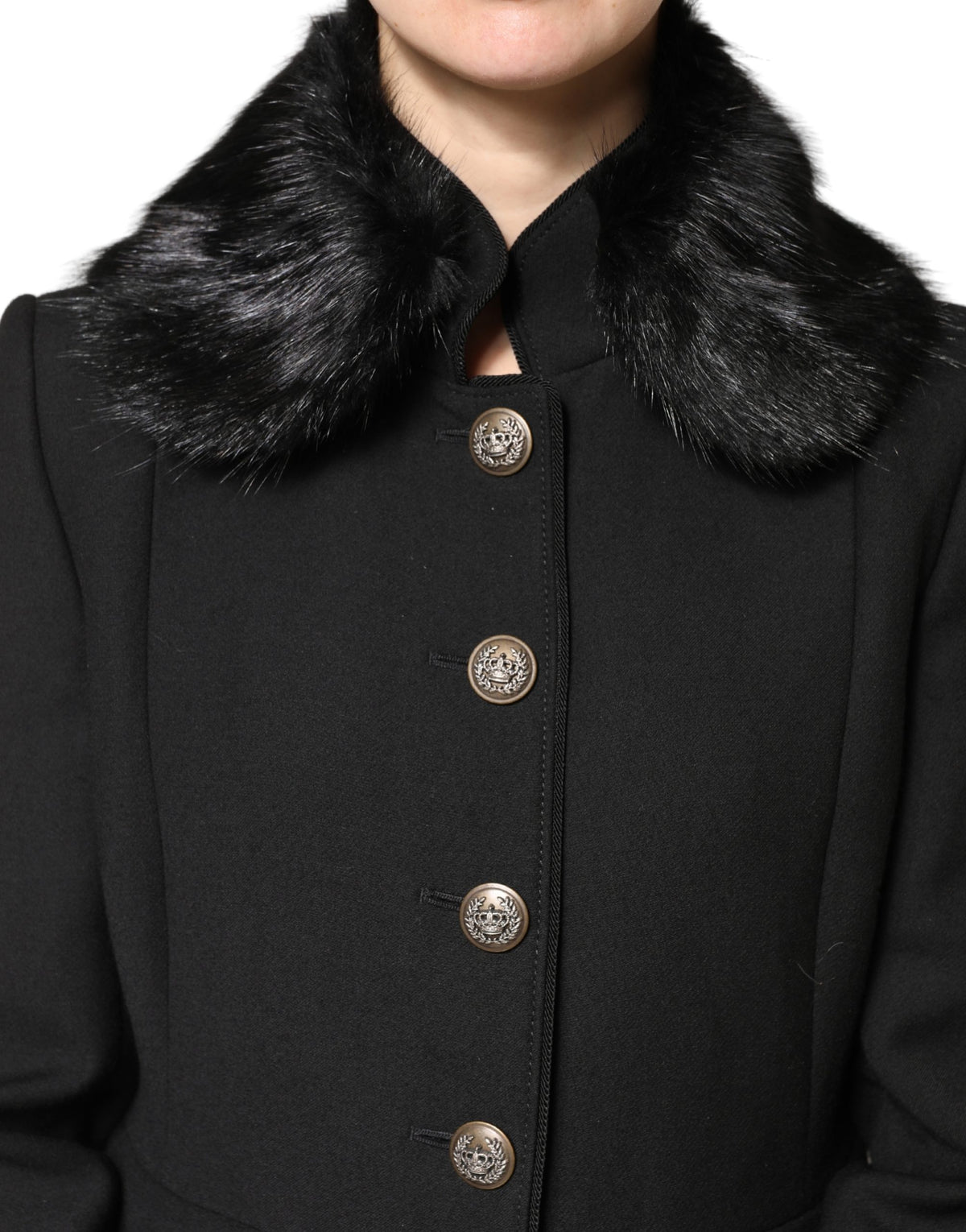 Dolce & Gabbana Black Fur Shawl Neck Wrap Cover Collar Scarf - Eljoys Fashion 