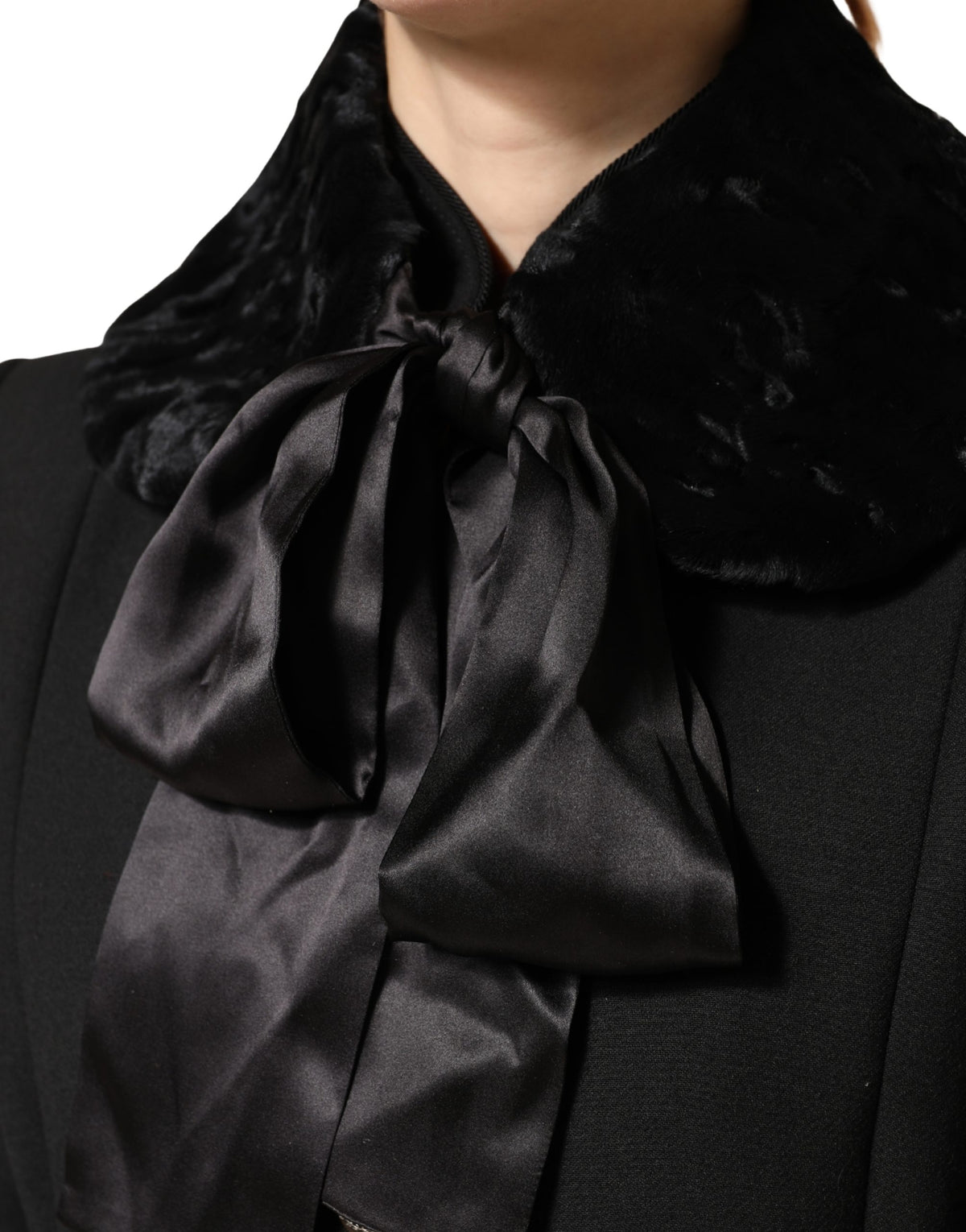 Dolce & Gabbana Black Lamb Fur Women Neck Warmer Winter Scarf - Eljoys Fashion 