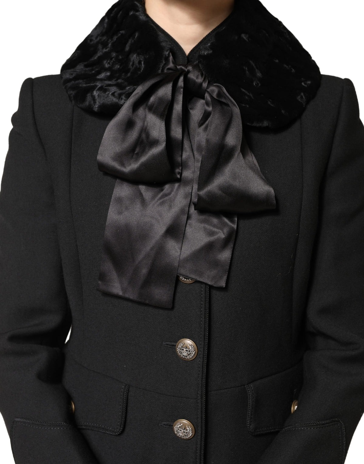 Dolce & Gabbana Black Lamb Fur Women Neck Warmer Winter Scarf - Eljoys Fashion 