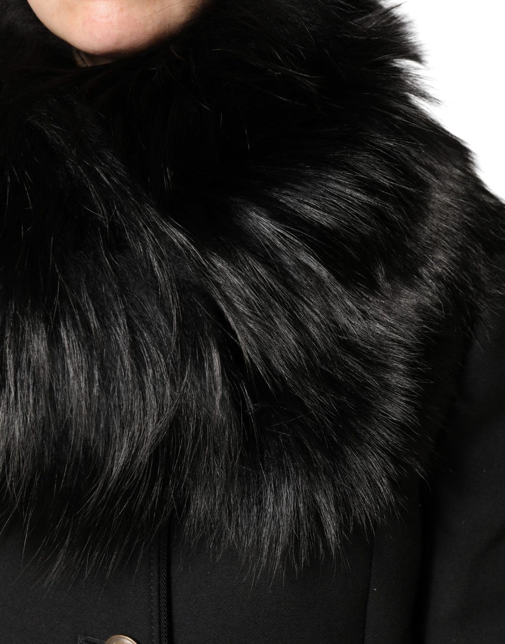 Dolce & Gabbana Black Fur Shoulder Collar Wrap Shawl Scarf - Eljoys Fashion 