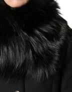 Dolce & Gabbana Black Fur Shoulder Collar Wrap Shawl Scarf - Eljoys Fashion 