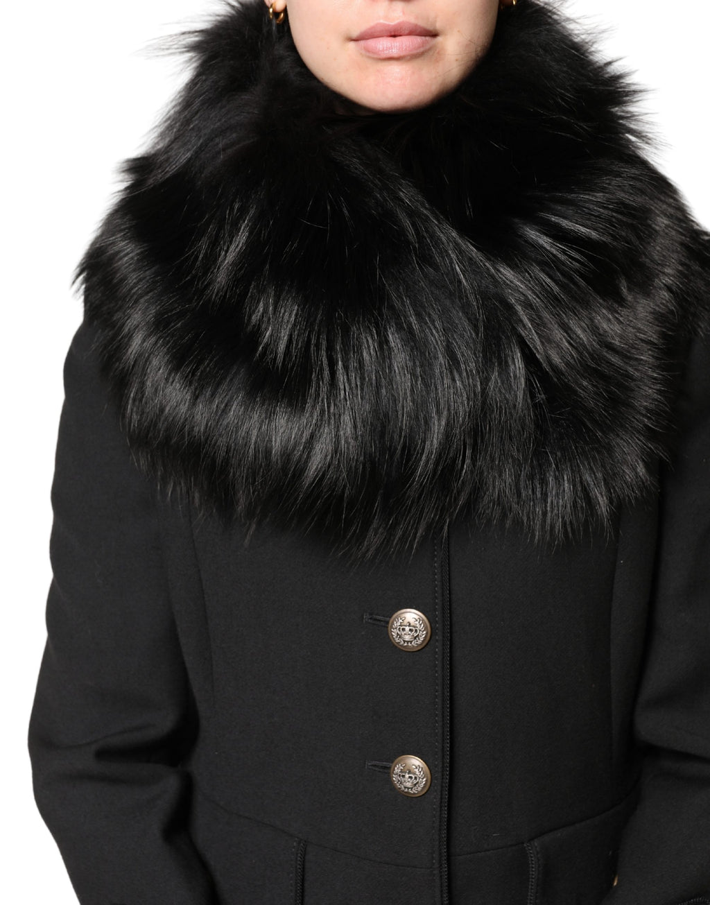 Dolce & Gabbana Black Fur Shoulder Collar Wrap Shawl Scarf - Eljoys Fashion 