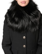 Dolce & Gabbana Black Fur Shoulder Collar Wrap Shawl Scarf - Eljoys Fashion 