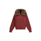 Prada Bordeaux cotton sweatshirt with a relaxed fit, featuring the Prada logo on the chest and ribbed cuffs and hem.