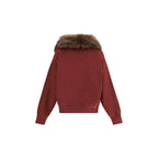 Prada Bordeaux cotton sweatshirt with crew neck and long sleeves, featuring subtle branding and comfortable fit.