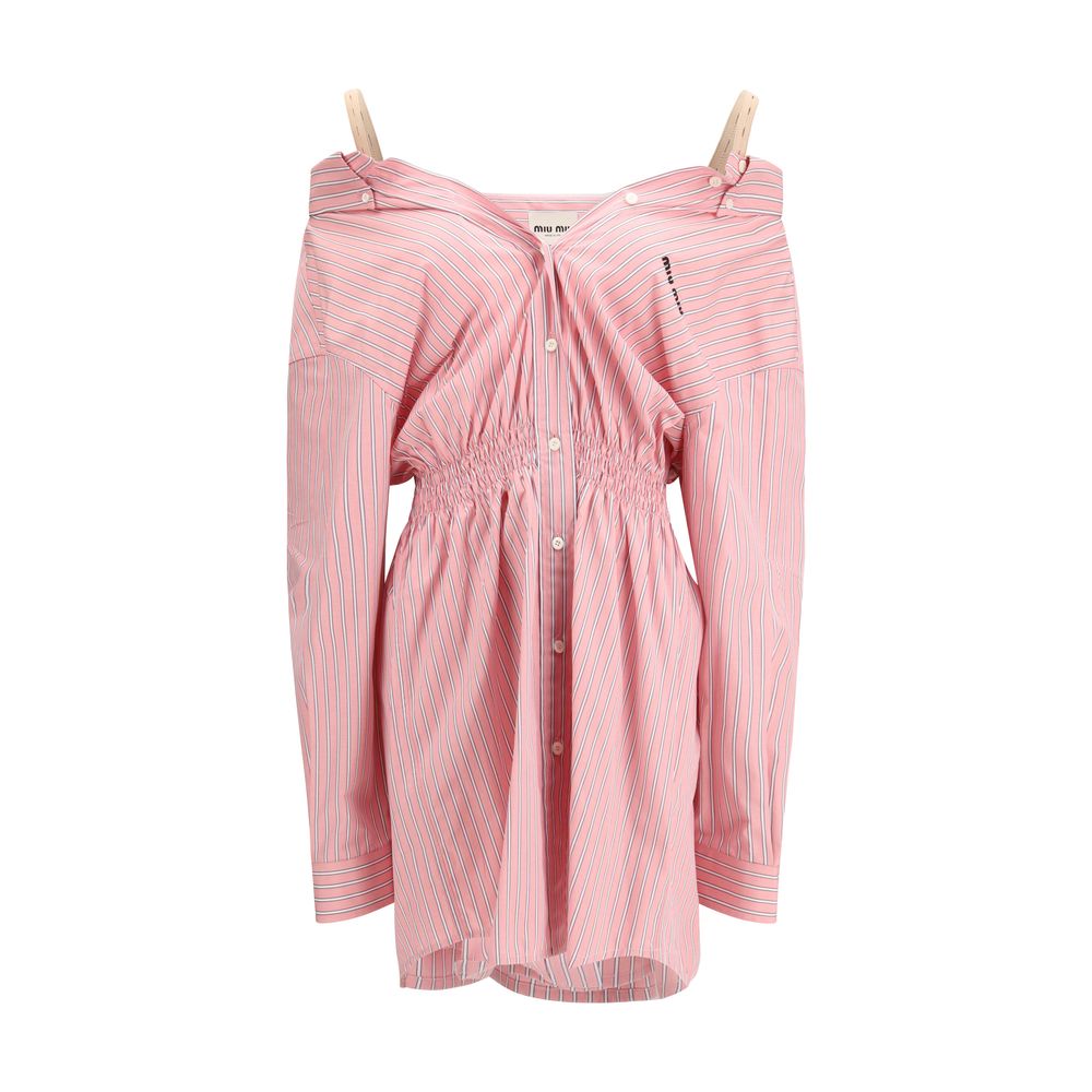 Multicolor cotton casual dress by Miu Miu featuring a relaxed fit and vibrant pattern, perfect for everyday wear.