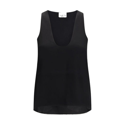 SA SU PHI Black Silk Sleeveles T-Shirt SA SU PHI