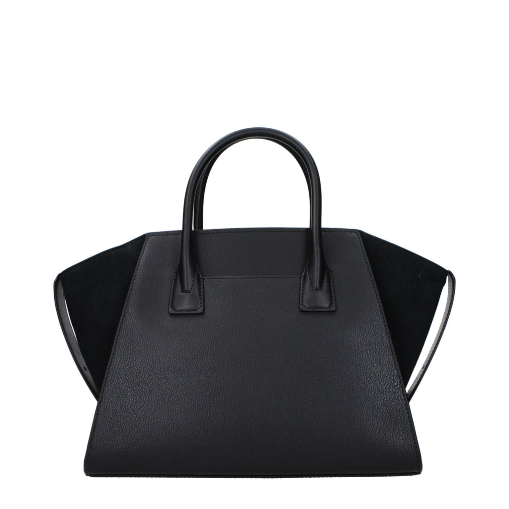 Black leather Michael Kors handbag with gold-tone hardware and structured design, featuring top handles and a zip closure.