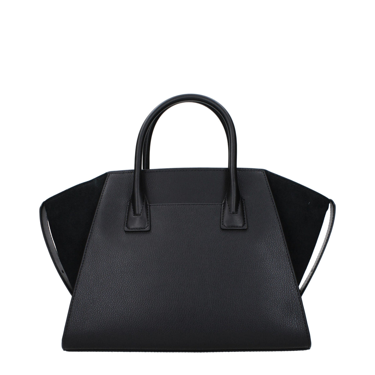 Black leather Michael Kors handbag with gold-tone hardware and structured design, featuring top handles and a zip closure.