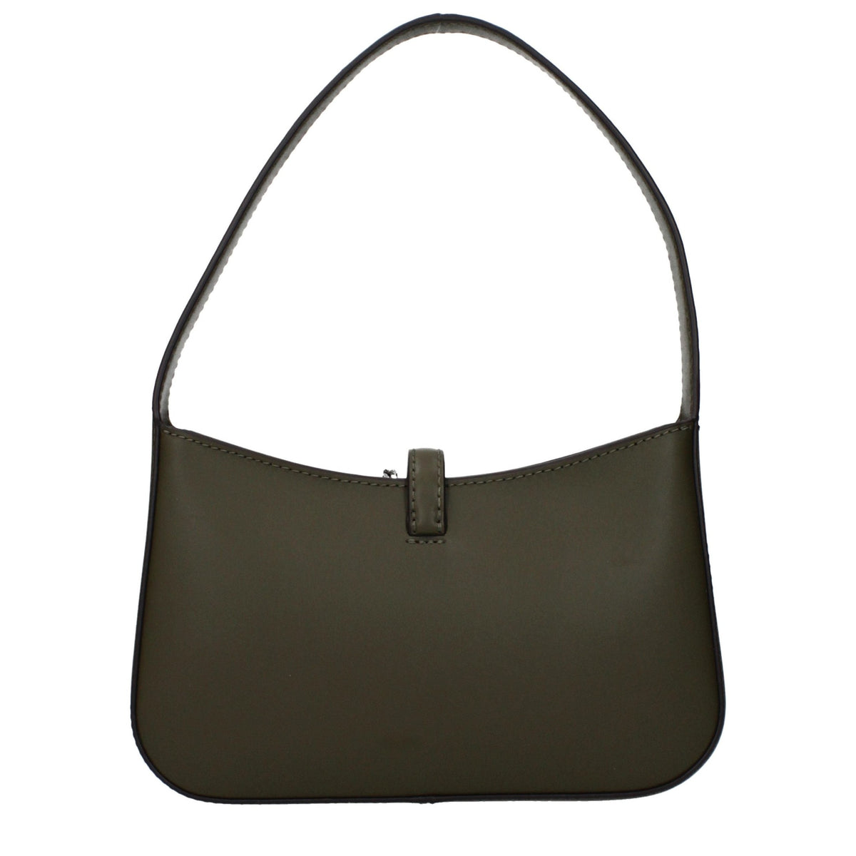 Michael Kors green leather handbag with gold-tone hardware and top handles, stylish accessory for women.