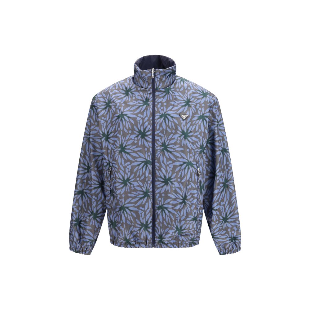 Prada Blue Recycled Polyamide Shell Jacket Prada